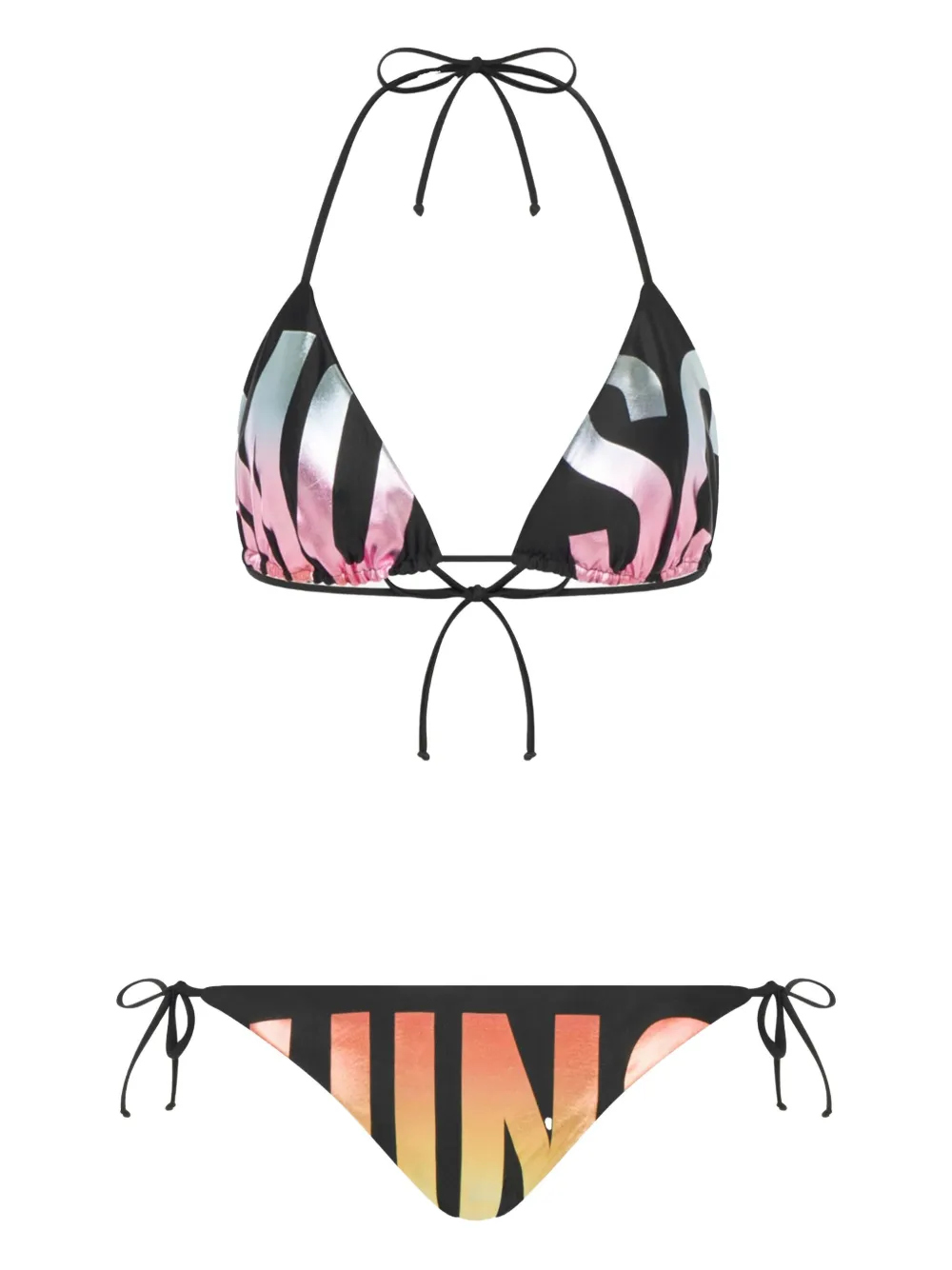 Moschino logo-print triangle bikini - ブラック Moschino logo-print triangle bikini - ブラック