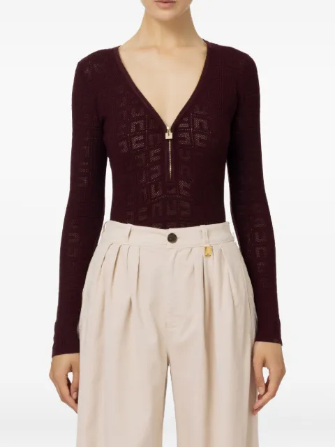 Elisabetta Franchi logo-pattern zip-front top