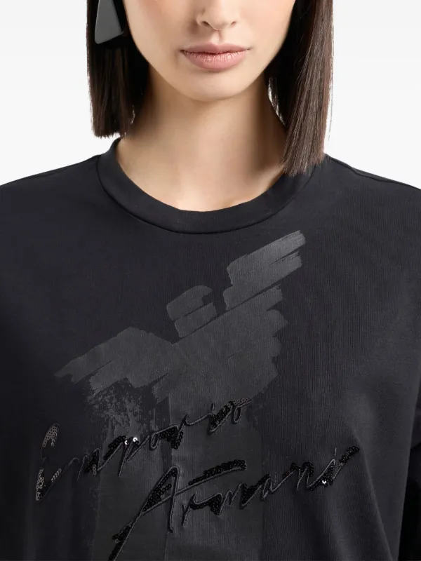 Emporio Armani スパンコール Tシャツ | ブラック | FARFETCH JP