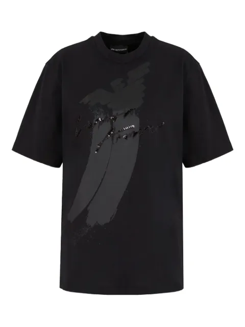 Emporio Armani eagle-logo sequin-embellished T-shirt