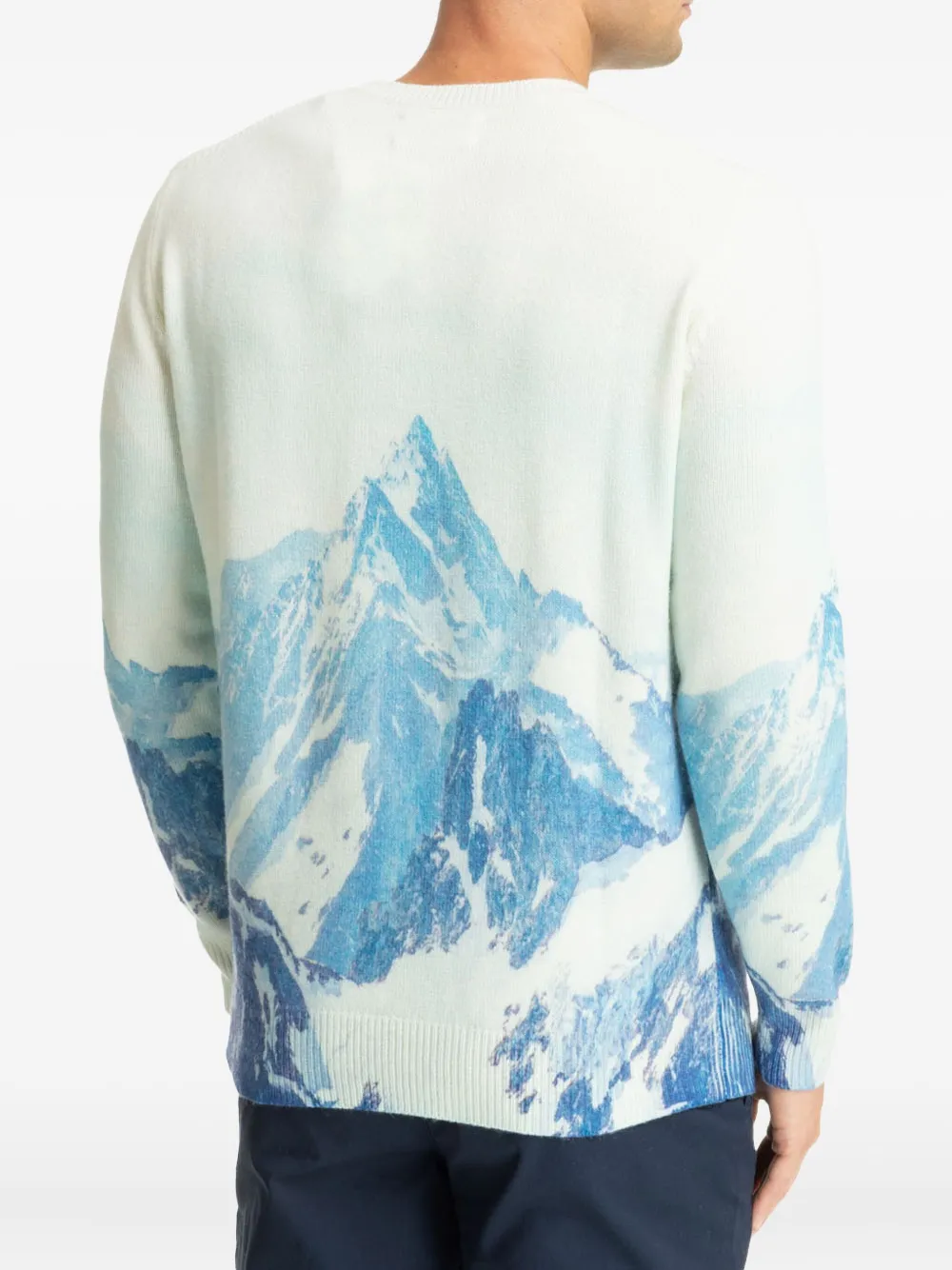 MC2 Saint Barth mountain-print crew-neck sweater Blauw