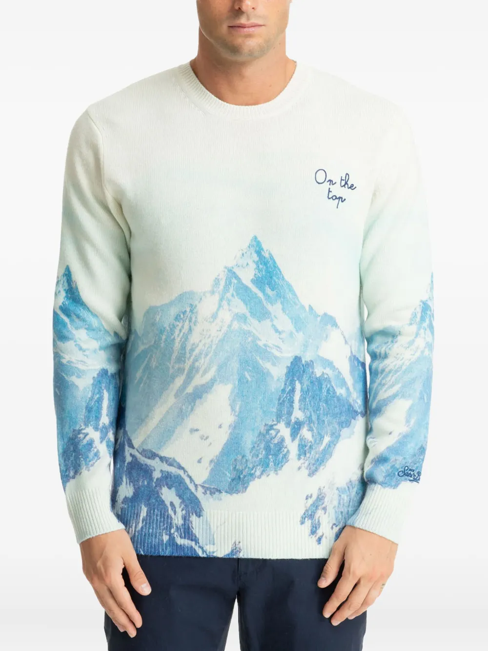 MC2 Saint Barth mountain-print crew-neck sweater Blauw