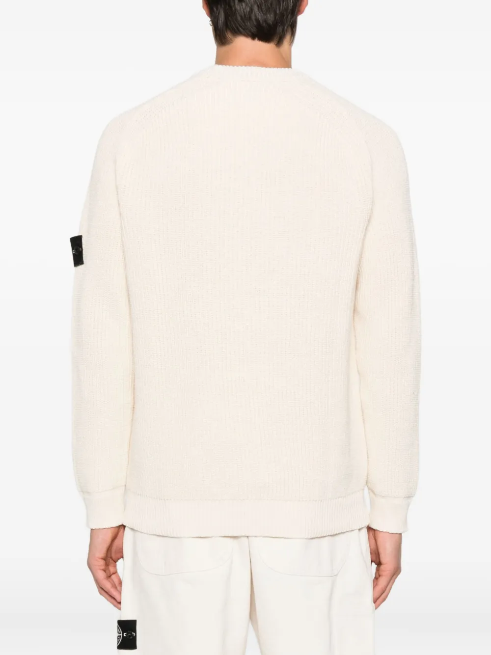 Stone Island Ribgebreide trui met Compass-logopatch Beige