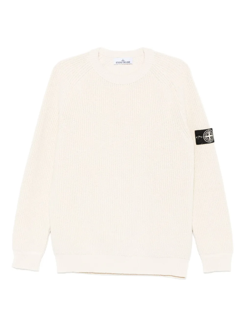 Stone Island Ribgebreide trui met Compass-logopatch Beige