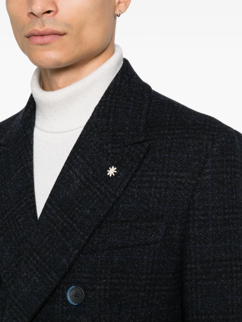 Manuel Ritz Geruite mantel Blauw