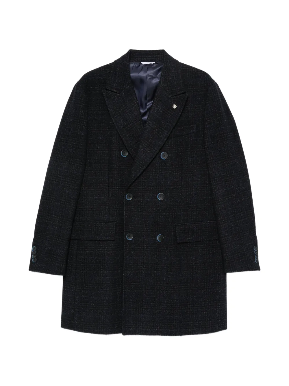 Manuel Ritz double-breasted check coat - Blu