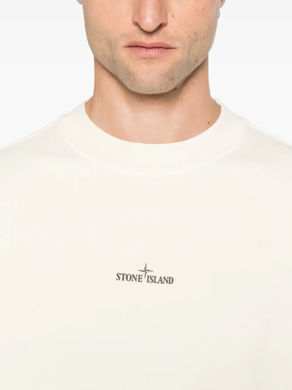 Stone Island Katoenen sweater met logoprint Beige