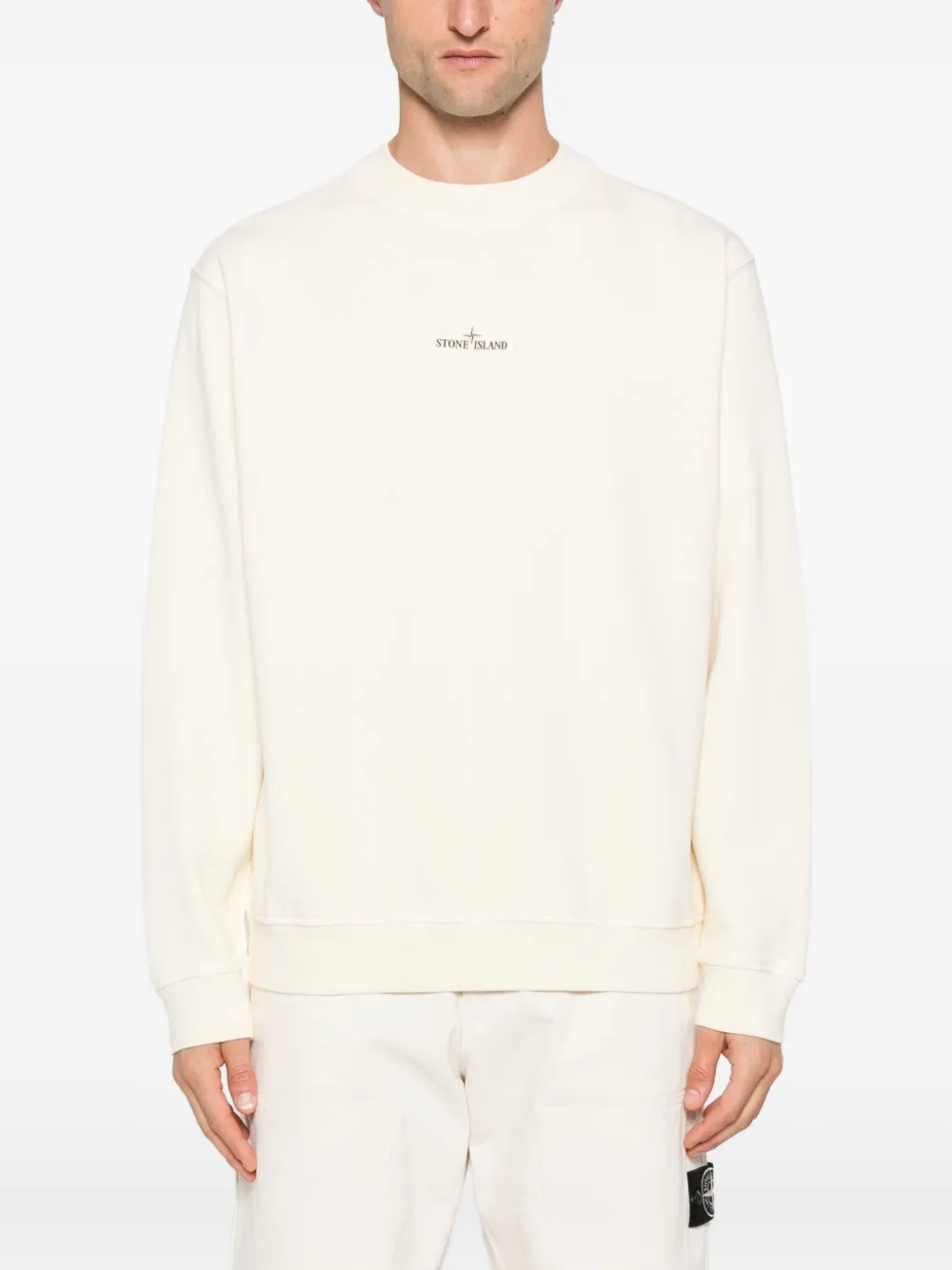 Stone Island Katoenen sweater met logoprint Beige