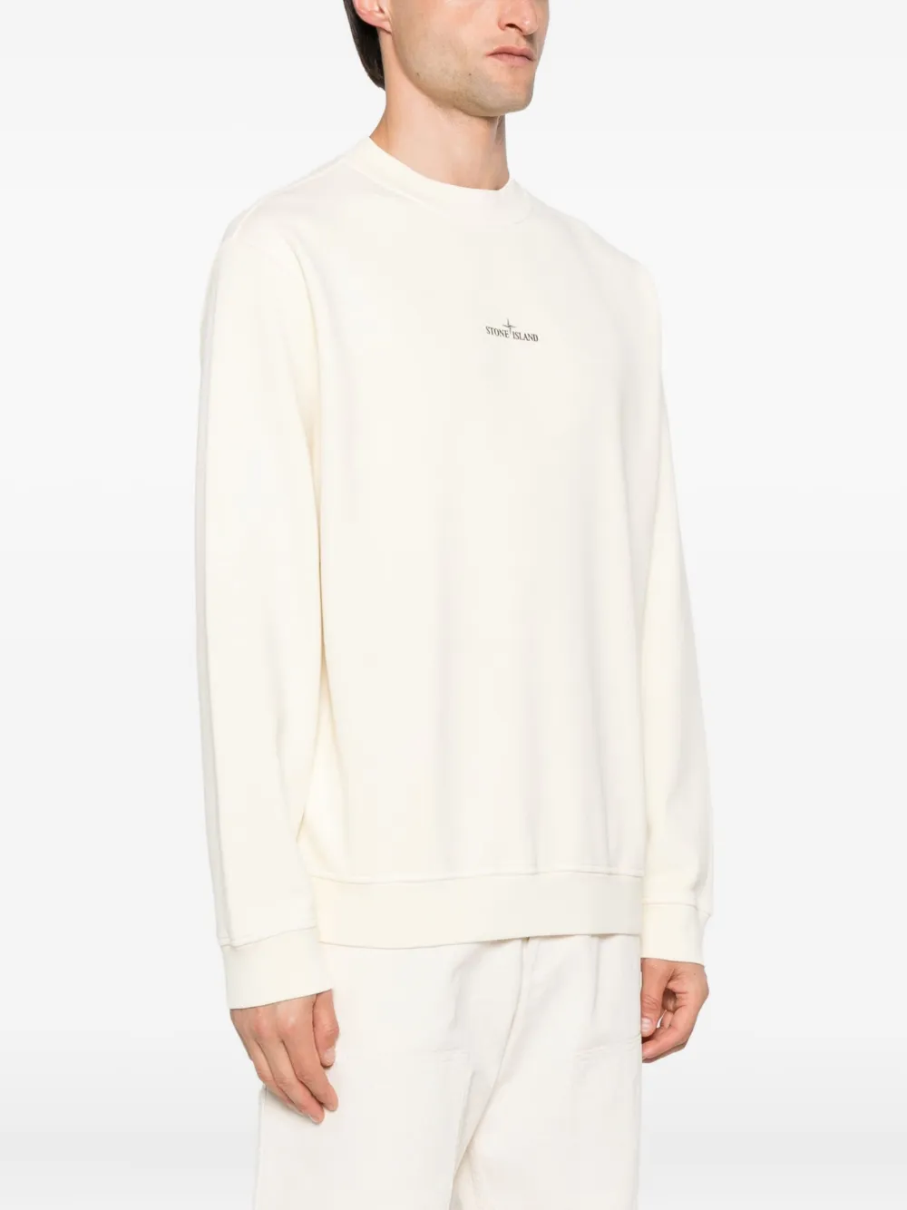 Stone Island Katoenen sweater met logoprint Beige
