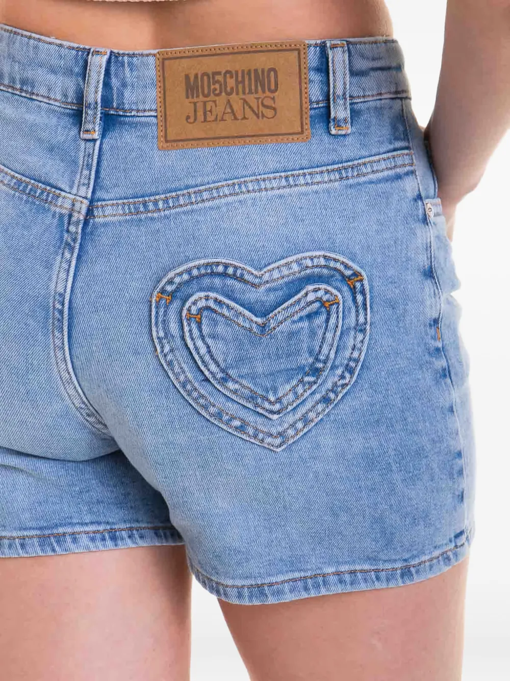 MOSCHINO JEANS Denim shorts met hartvormige zak Blauw