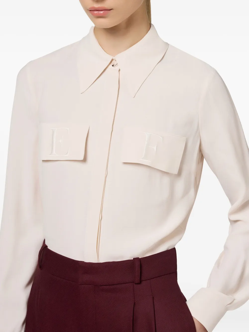Elisabetta Franchi embroidered-pocket shirt Beige
