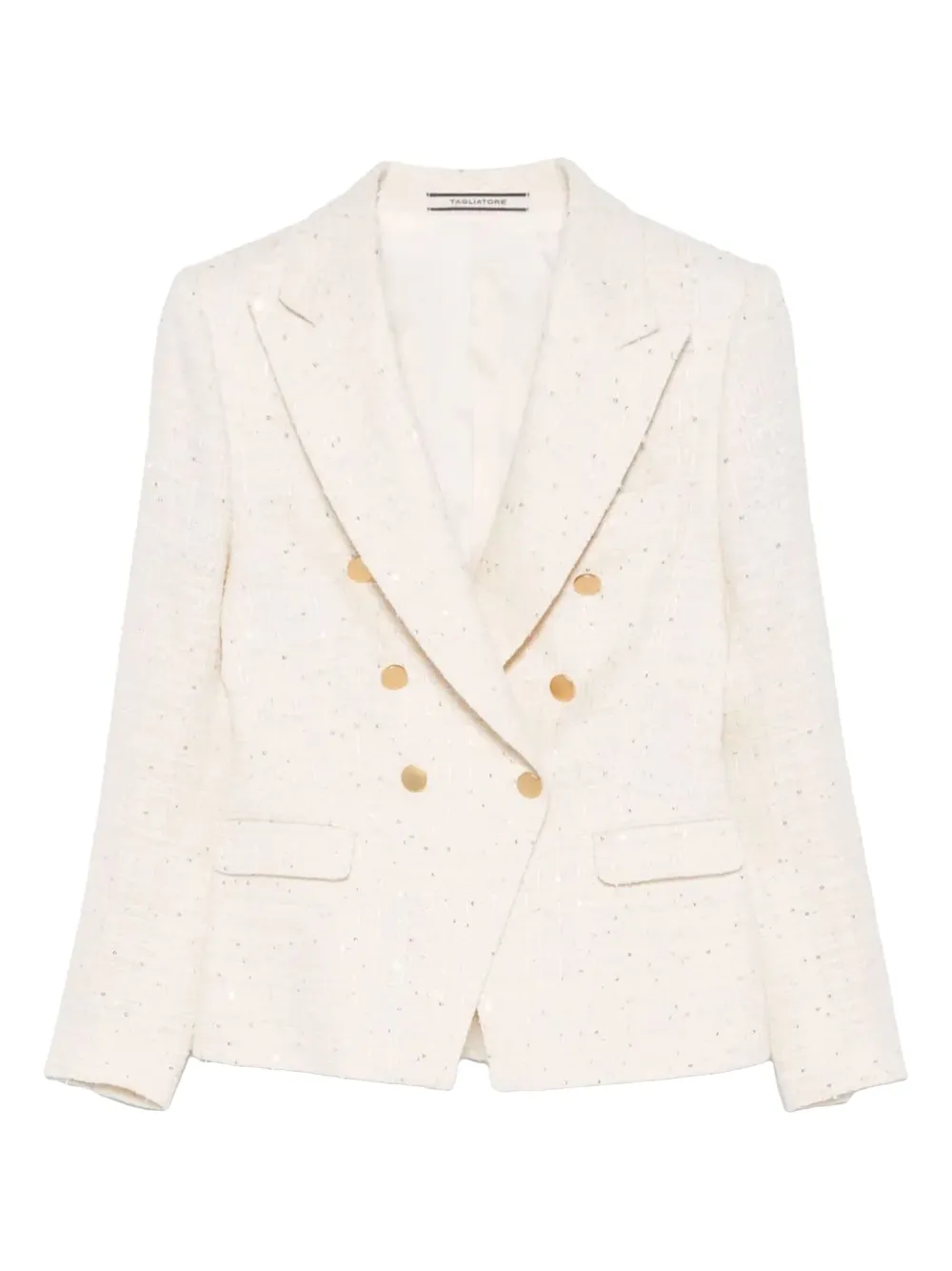 Tagliatore sequin-embellished double-breasted blazer Beige