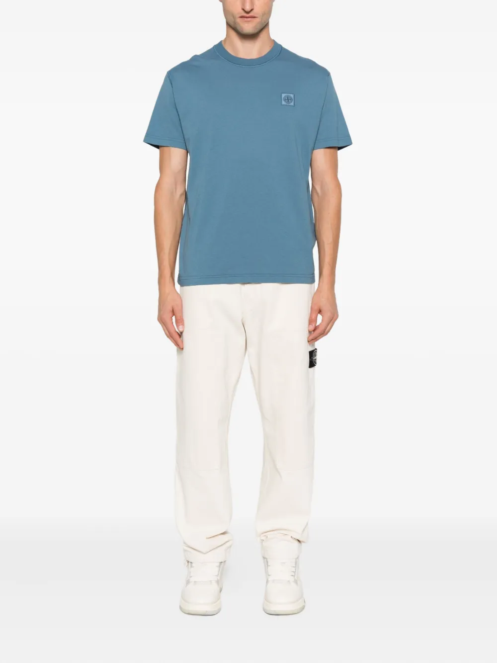 Stone Island T-shirt met Compass-logopatch Blauw