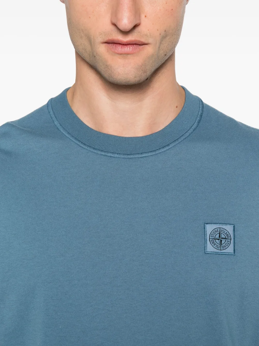 Stone Island T-shirt met Compass-logopatch Blauw