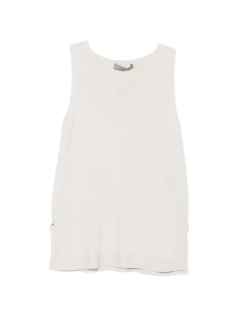 D.Exterior V-neck side-slit top