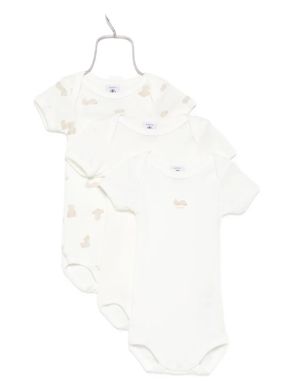 Petit Bateau bear-print bodysuits (pack of three) Wit