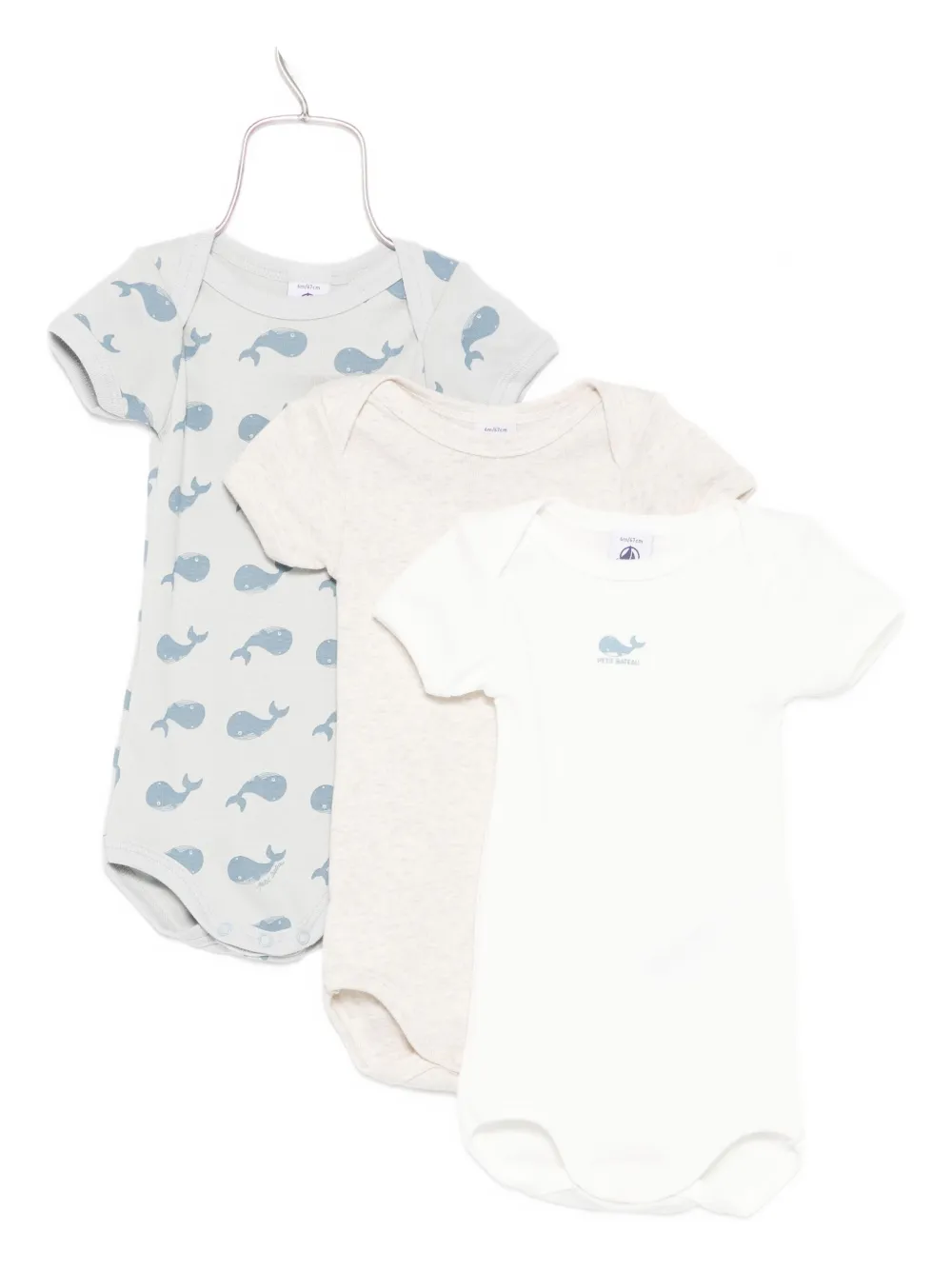 Petit Bateau whale-print bodysuits (pack of three) Wit