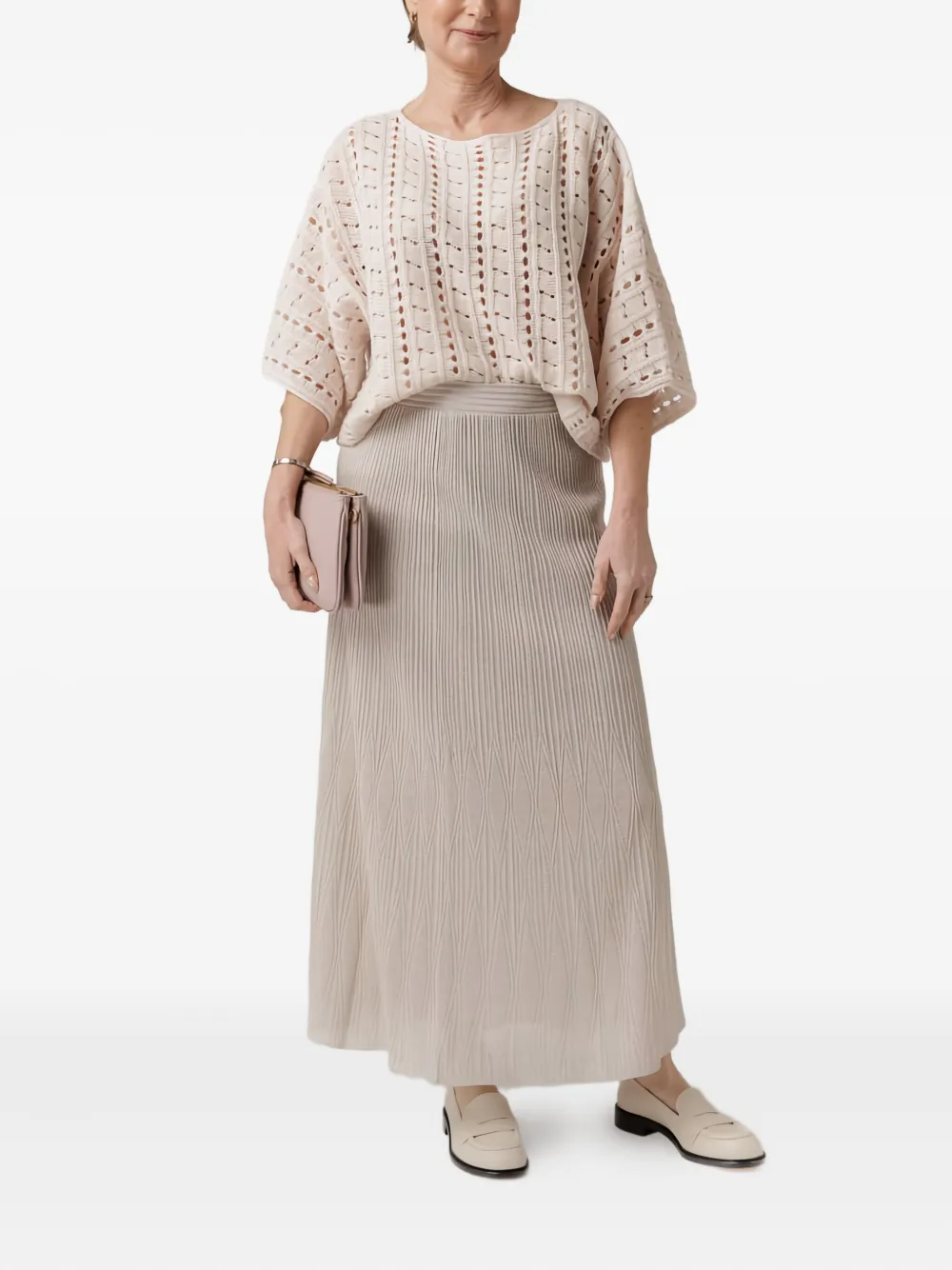 D.Exterior pleated linen maxi skirt - LINO