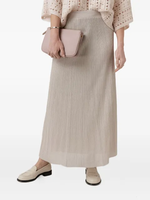 D.Exterior pleated linen maxi skirt