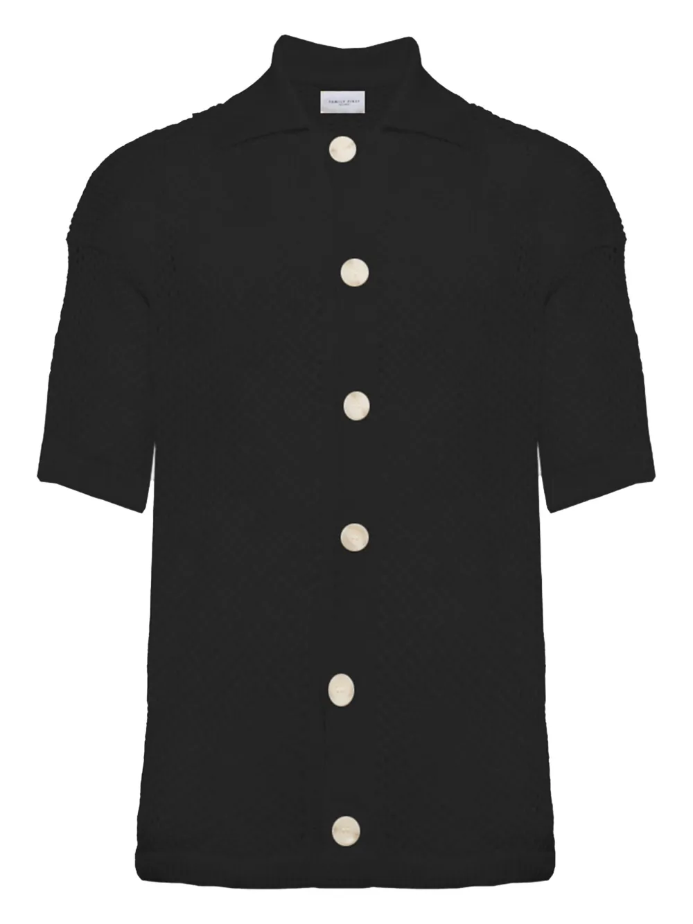 Family First textured button-up shirt | Black | Image 1