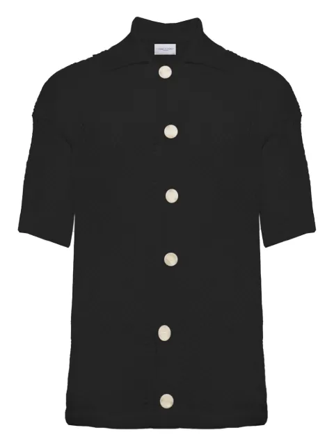 Family First textured button-up shirt