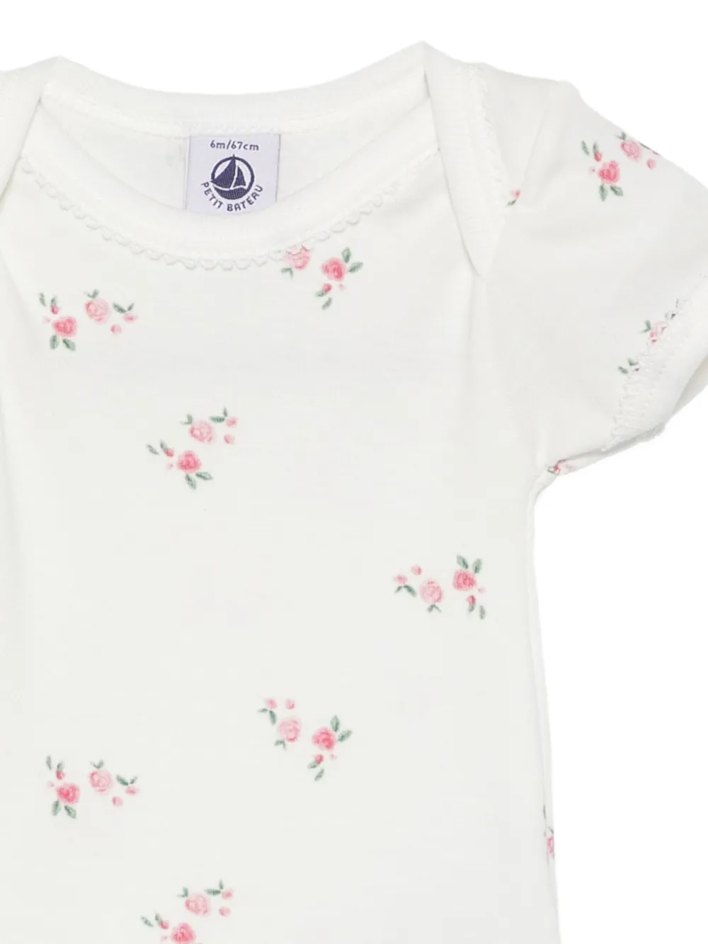 Petit Bateau Drie rompers met roosprint Wit