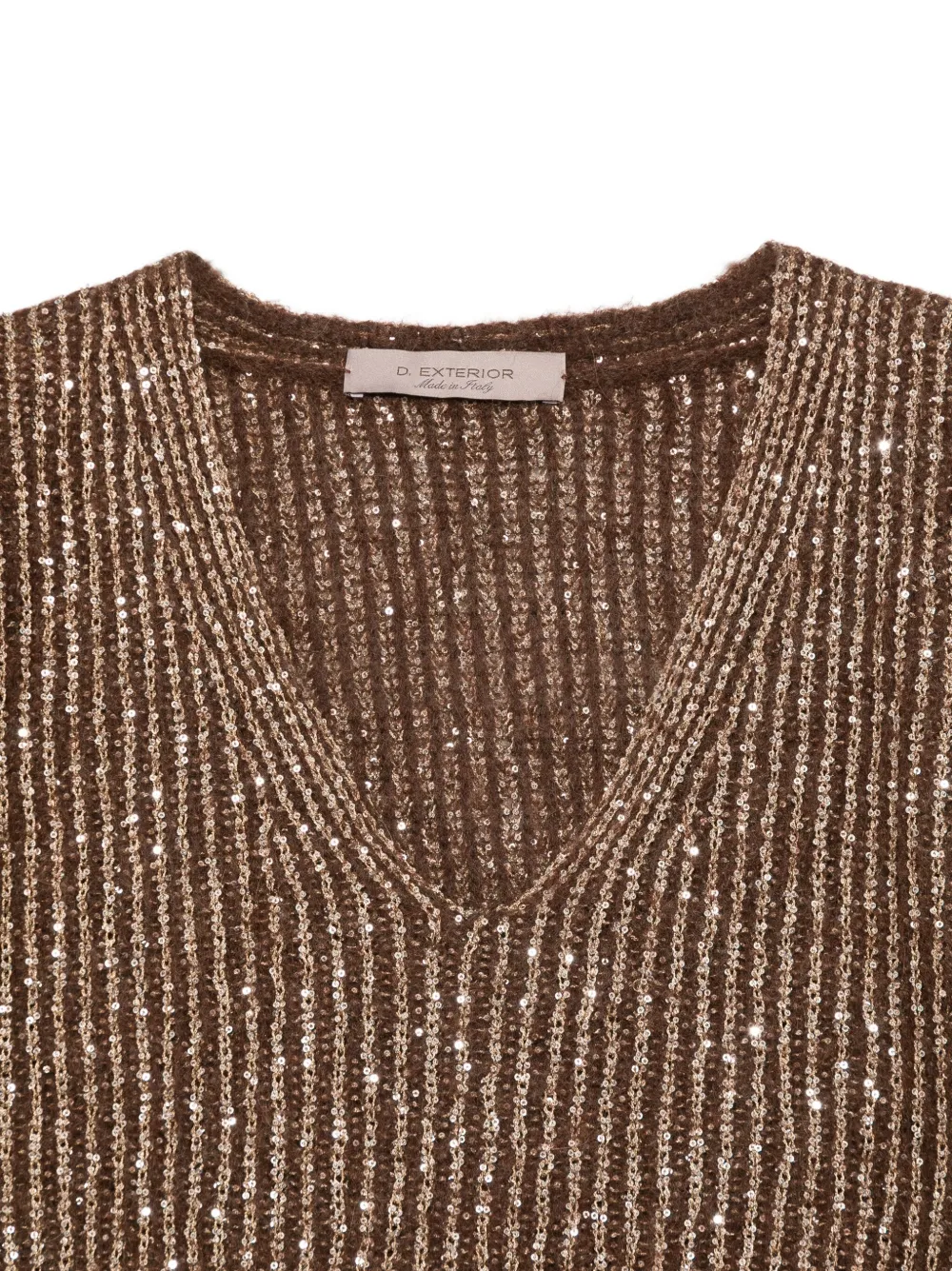 D.Exterior Trui verfraaid met pailletten en V-hals Bruin