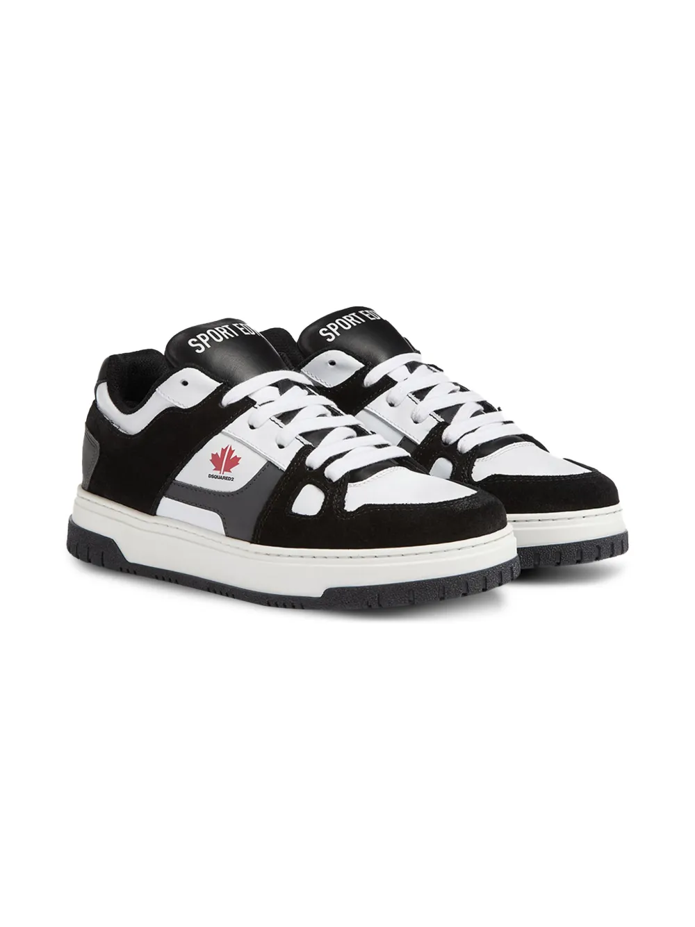 DSQUARED2 KIDS suede leather panel sneakers Black