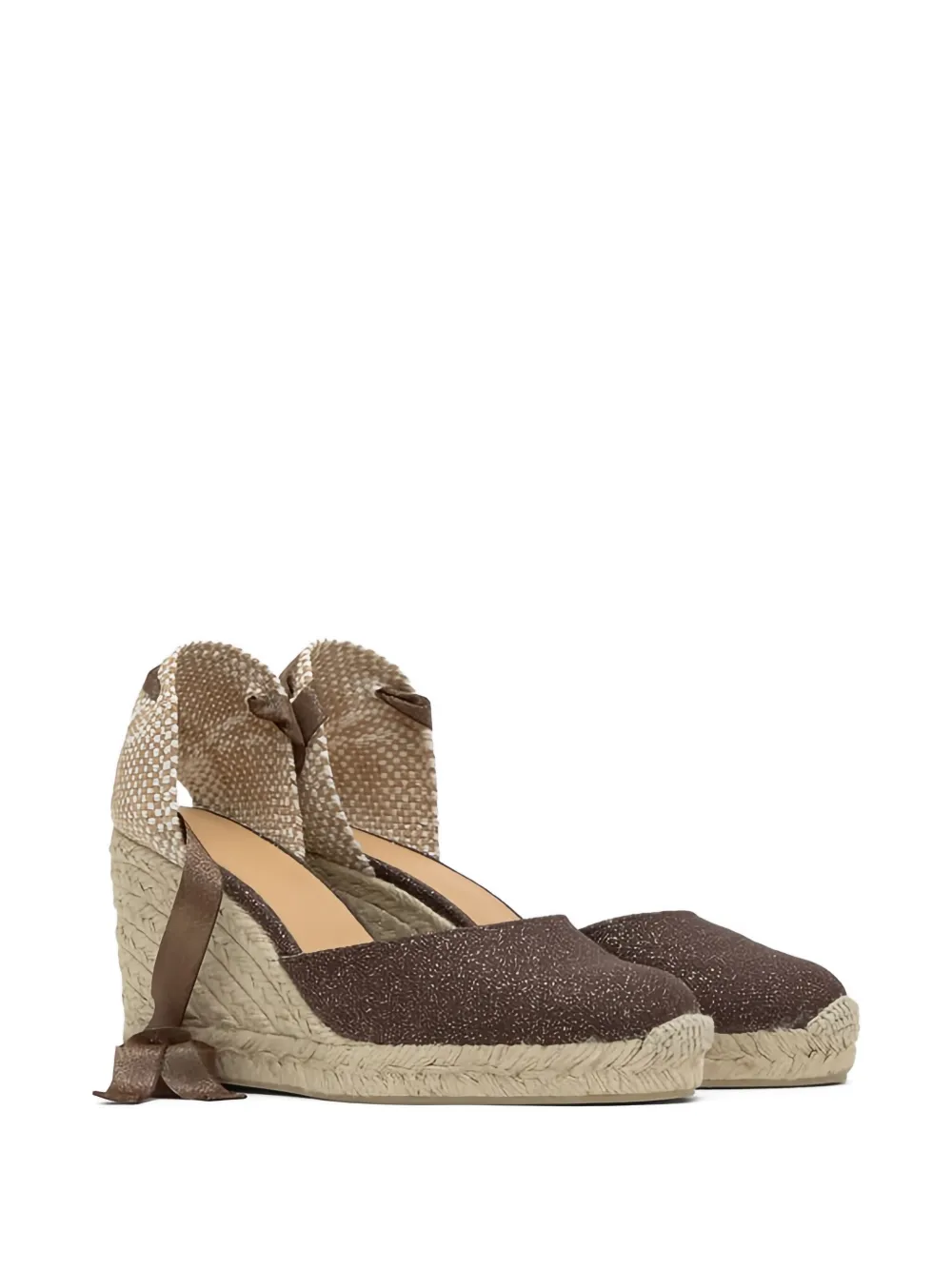 Castañer 90mm Carina glitter wedge-heel espadrilles Brown