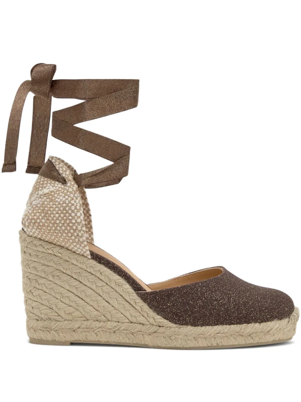 Castañer 90mm Carina glitter wedge-heel espadrilles Brown