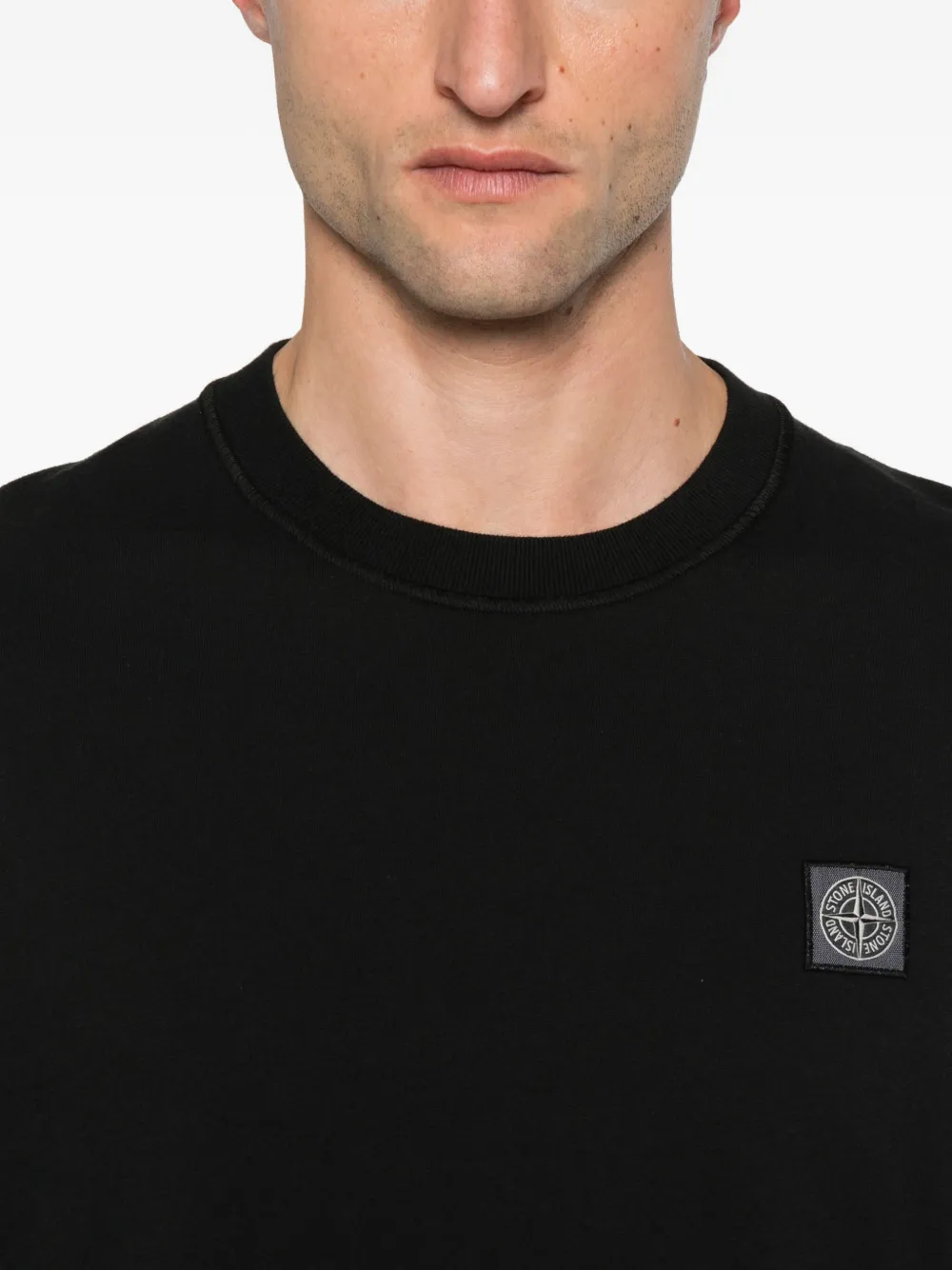 Stone Island T-shirt met Compass-logopatch en lange mouwen Zwart
