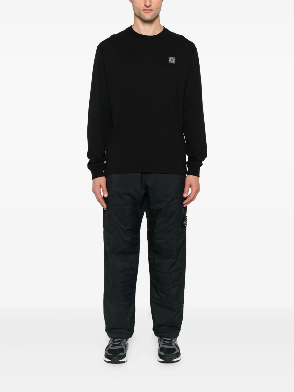 Stone Island T-shirt met Compass-logopatch en lange mouwen Zwart
