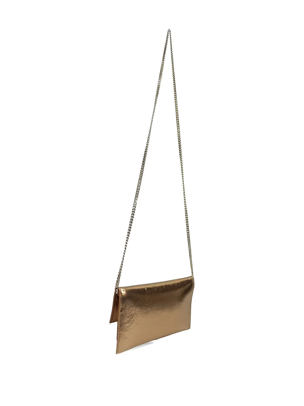 Patrizia Pepe metallic leather clutch bag - Bruin