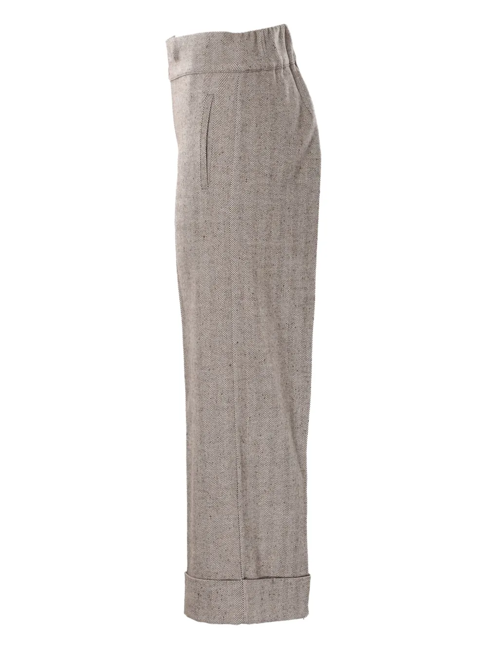 D.Exterior Broek met visgraatpatroon Beige