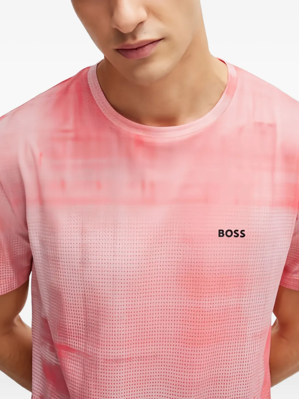 BOSS ombre-effect crew-neck T-shirt Rood
