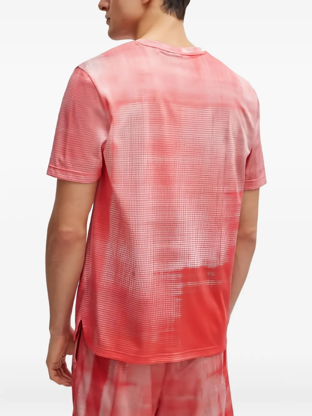 BOSS ombre-effect crew-neck T-shirt Rood