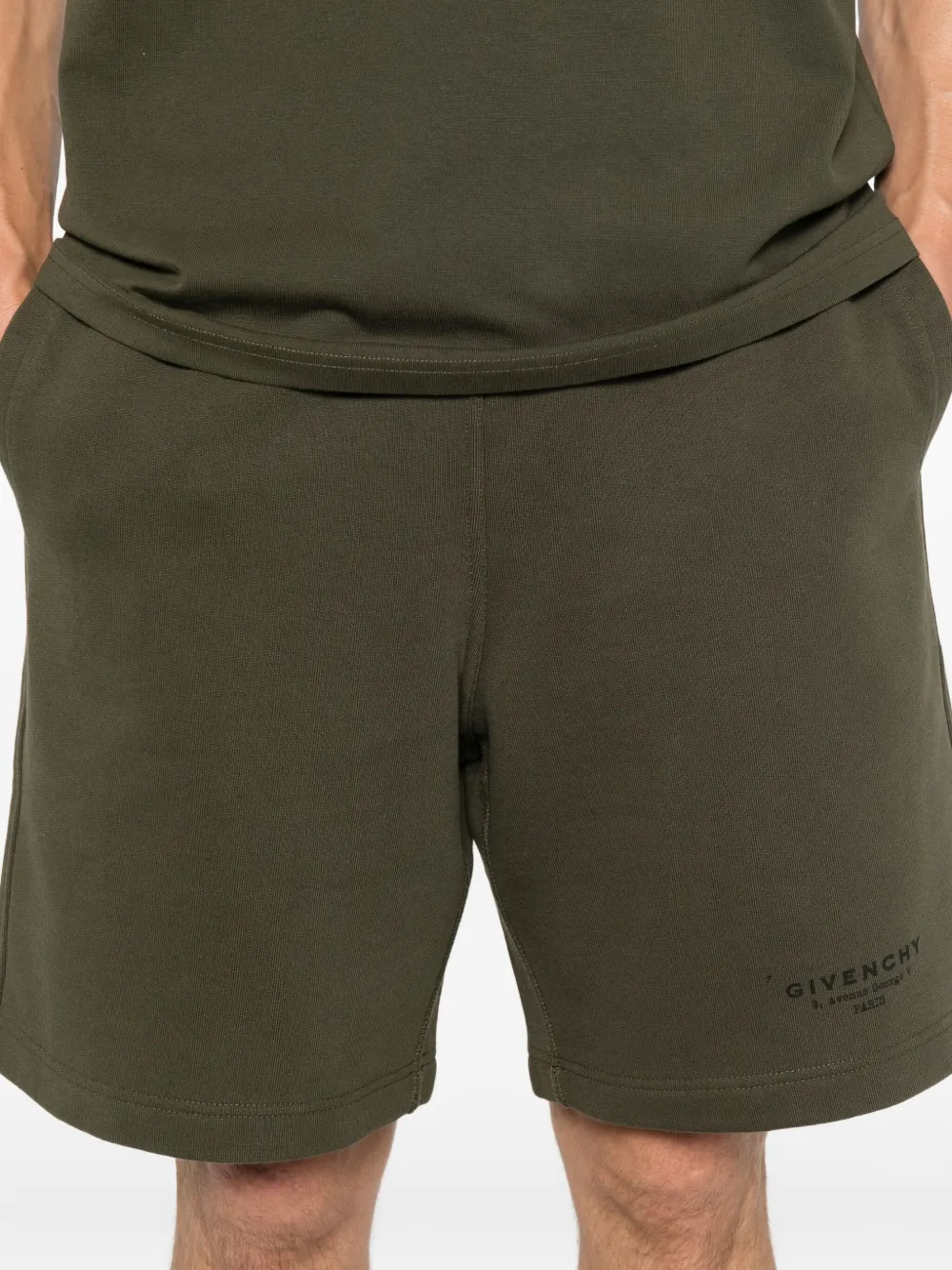 Givenchy elastic-waistband cotton shorts Groen