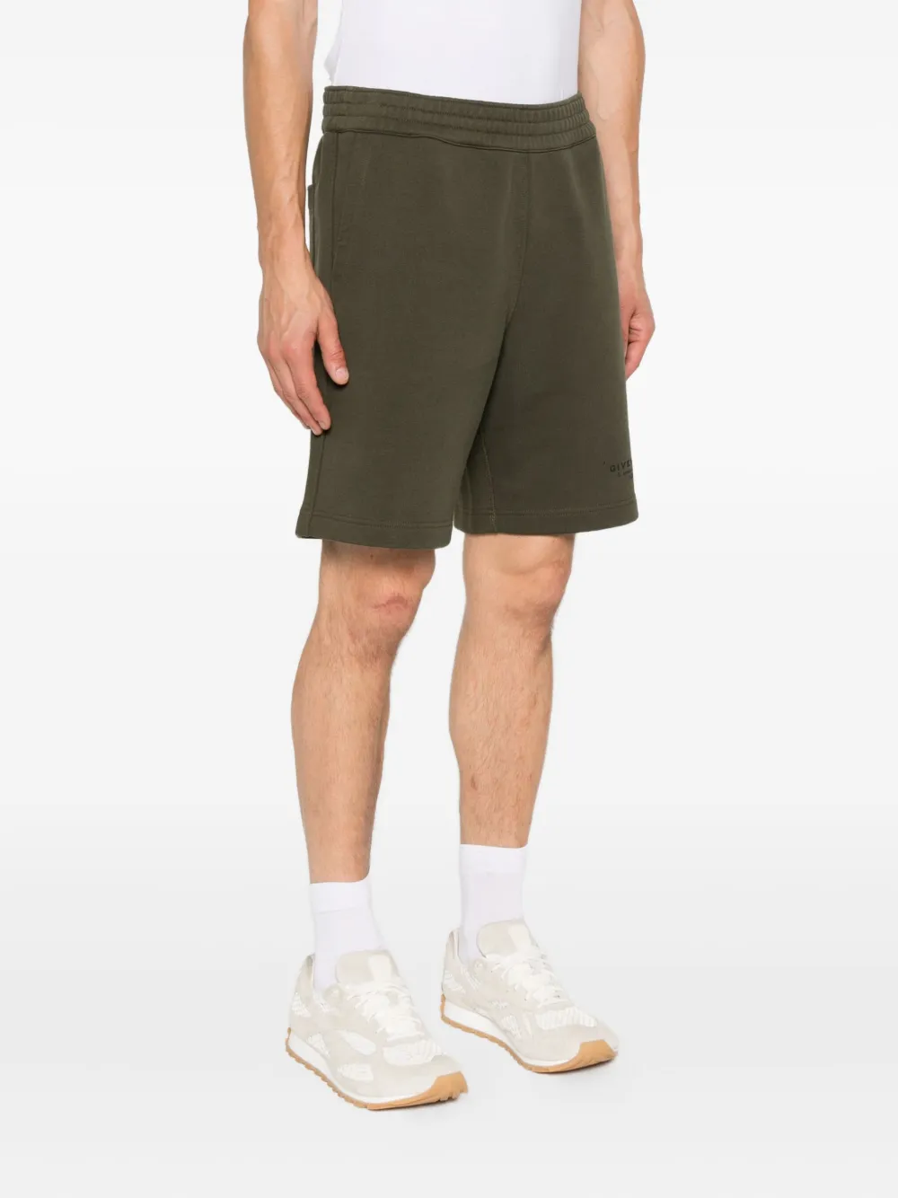Givenchy elastic-waistband cotton shorts Groen