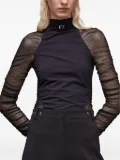 Patrizia Pepe high-neck mesh-sleeve top - Black