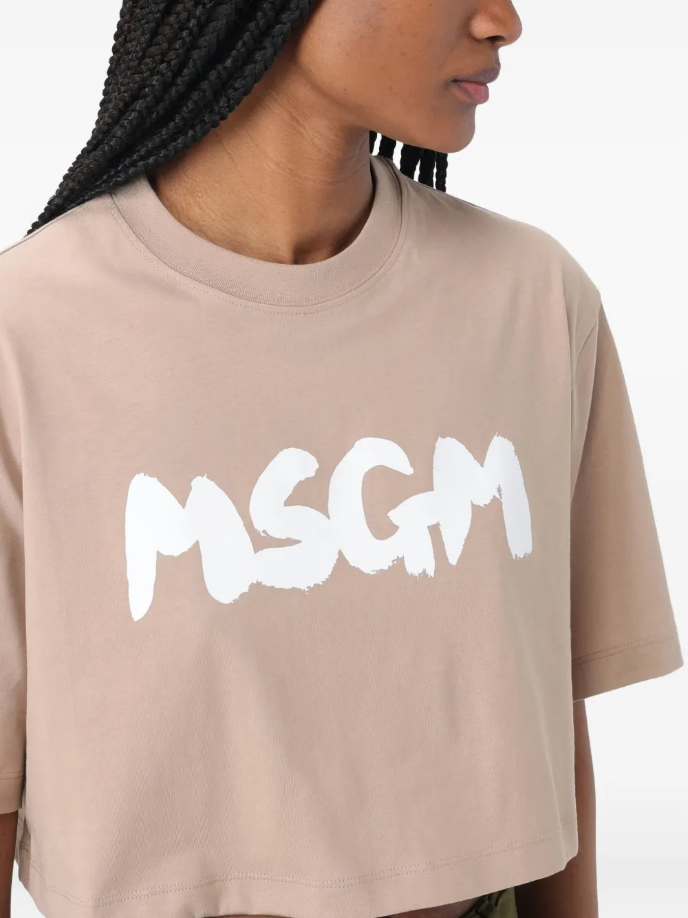 MSGM Cropped T-shirt met logoprint Roze