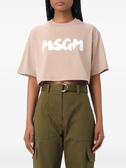 MSGM t-shirt crop à logo imprimé