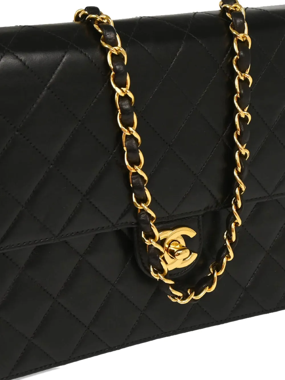 Pre-owned Chanel 1998 Turnlock Shoulder Bag In Black