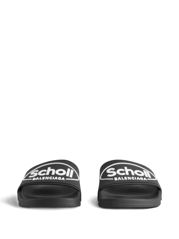 Balenciaga x Scholl Logo Slides | Black | FARFETCH