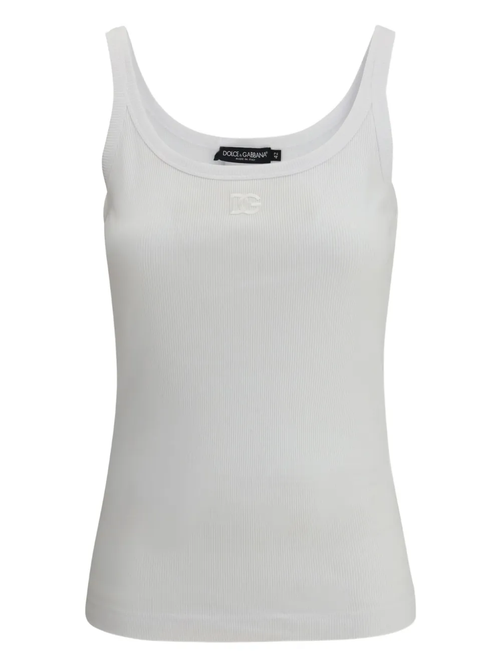 Dolce & Gabbana Geribbelde tanktop met geborduurd logo Wit