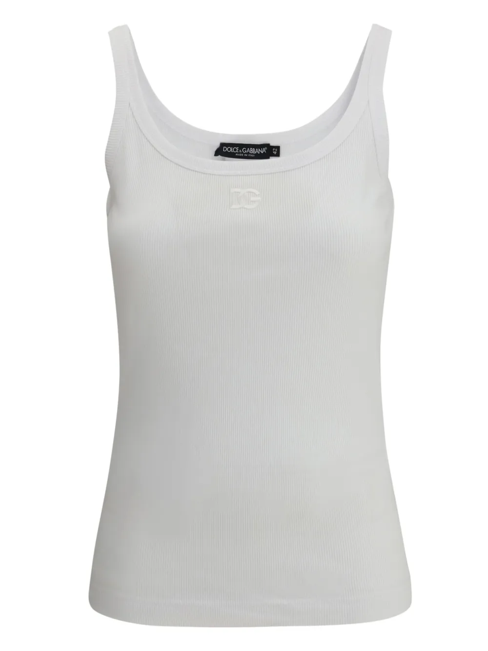 Dolce & Gabbana ribbed logo-embroidered tank top Wit