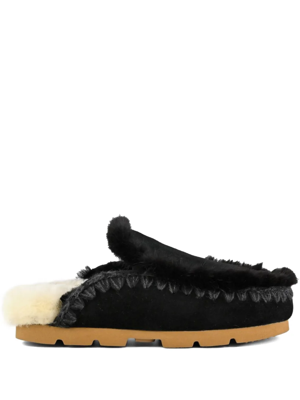 Mou shearling-trim mules Black