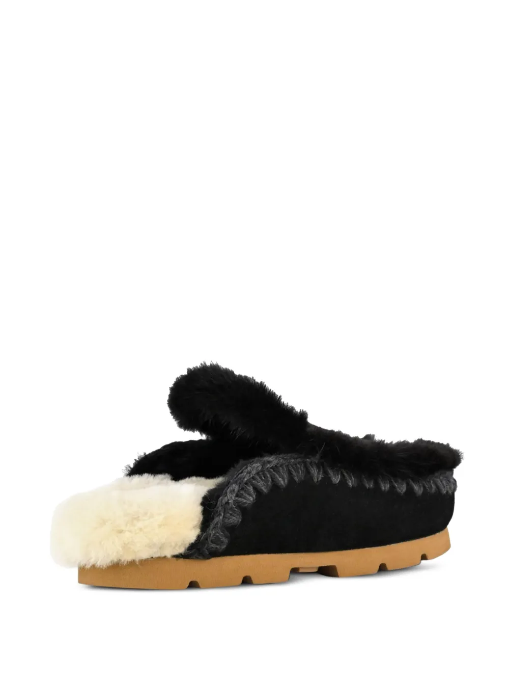 Mou shearling-trim mules Black
