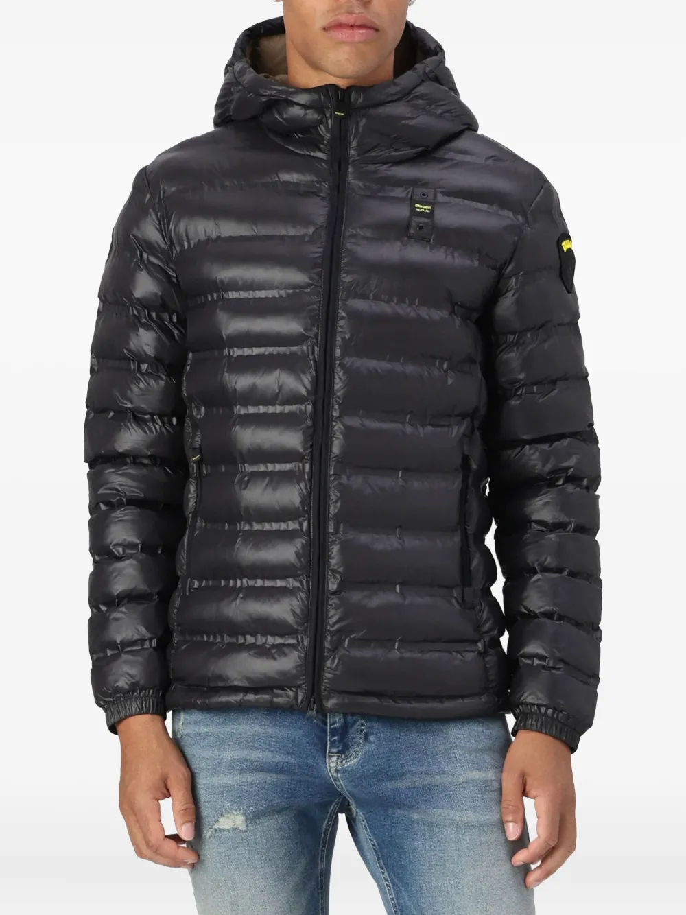 Blauer Charles hooded puffer jacket Zwart