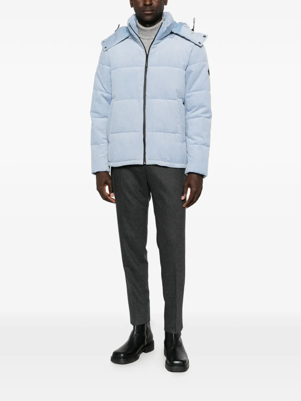 Manuel Ritz Gewatteerd ribfluweel jack Blauw