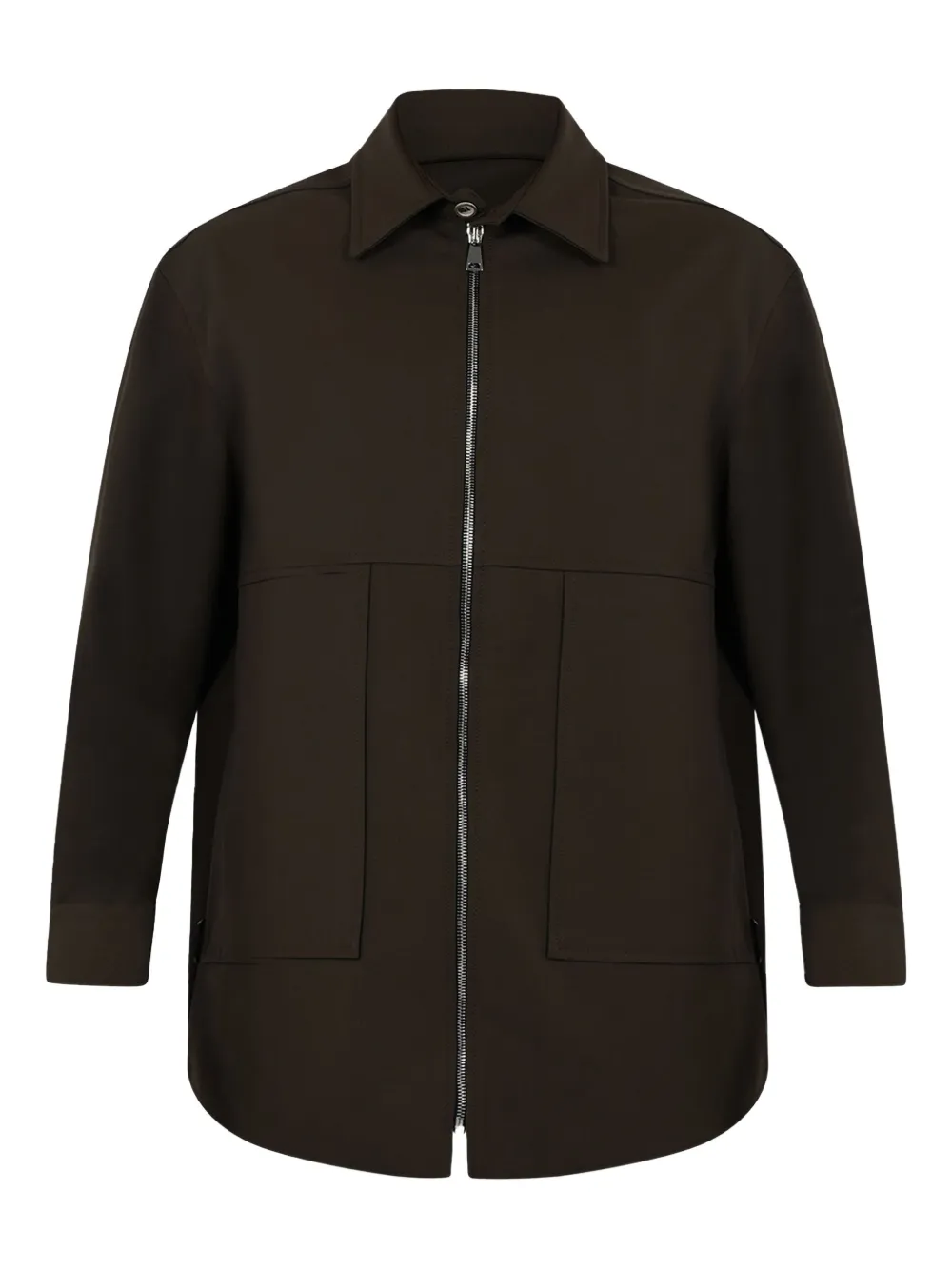 YES LONDON zip-front shirt - ブラウン YES LONDON zip-front shirt - ブラウン